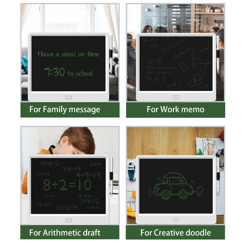 Kids electronic writing pad screen options in four concept panels