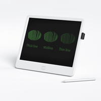 Kids electronic writing pad showing three line thickness samples on dark screen