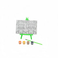 Kids paint set with easel and animal stencil board, plus paint pots and brush