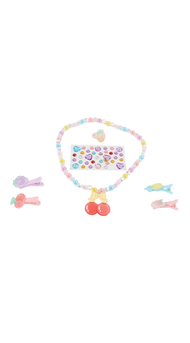 Kids paw print jewelry set: bead necklace with paw charm, plus small matching bracelets
