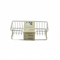 Stainless steel sponge rack with wire grid and side supports, boxed product
