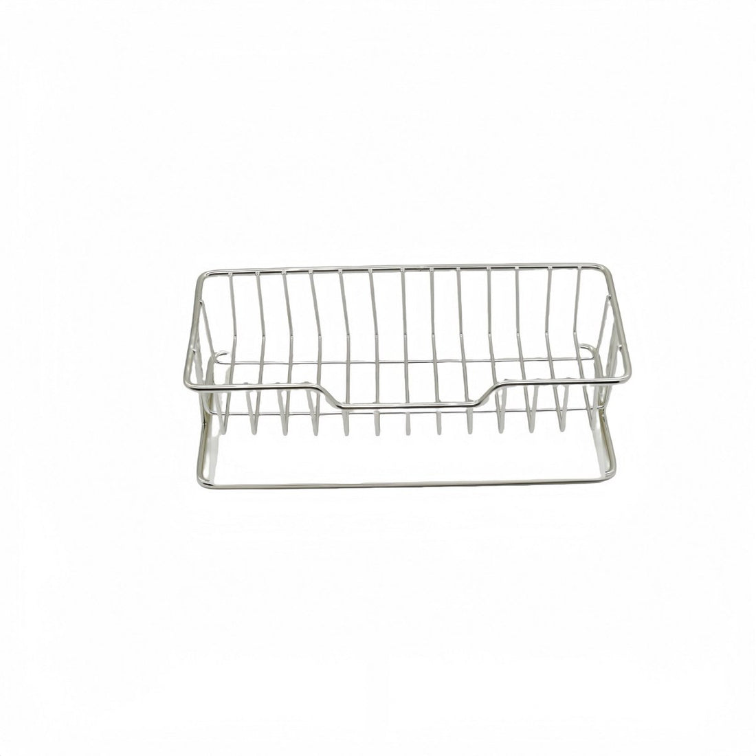 Stainless steel sponge rack with wire grid and side hooks for dish sponges