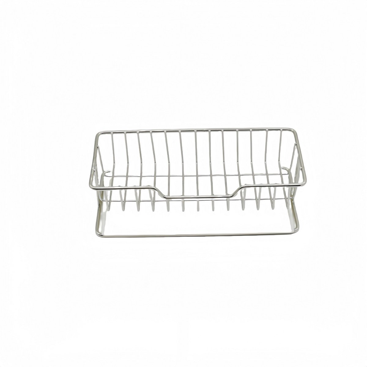 Stainless steel sponge rack with wire grid and side hooks for dish sponges