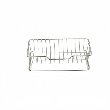 Stainless steel sponge rack with wire grid and side hooks for dish sponges