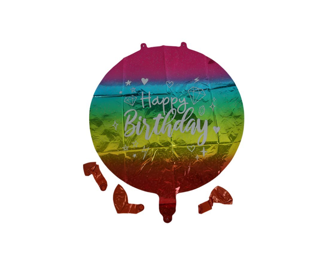 Large Rainbow Happy Birthday Balloon - MIDI
