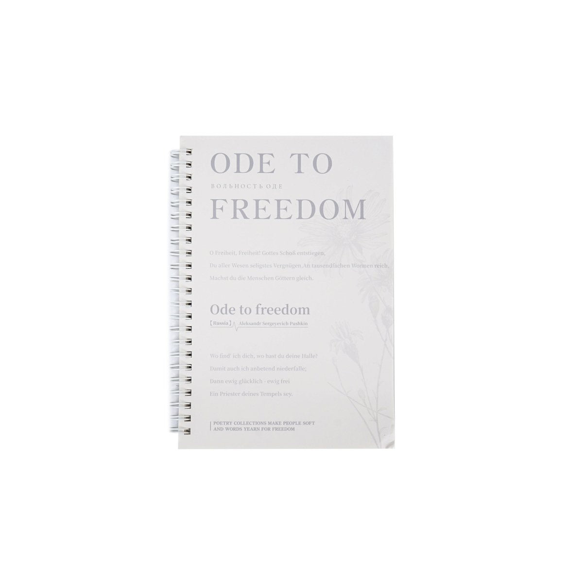 A5 poetry notebook with spiral coil, light cover