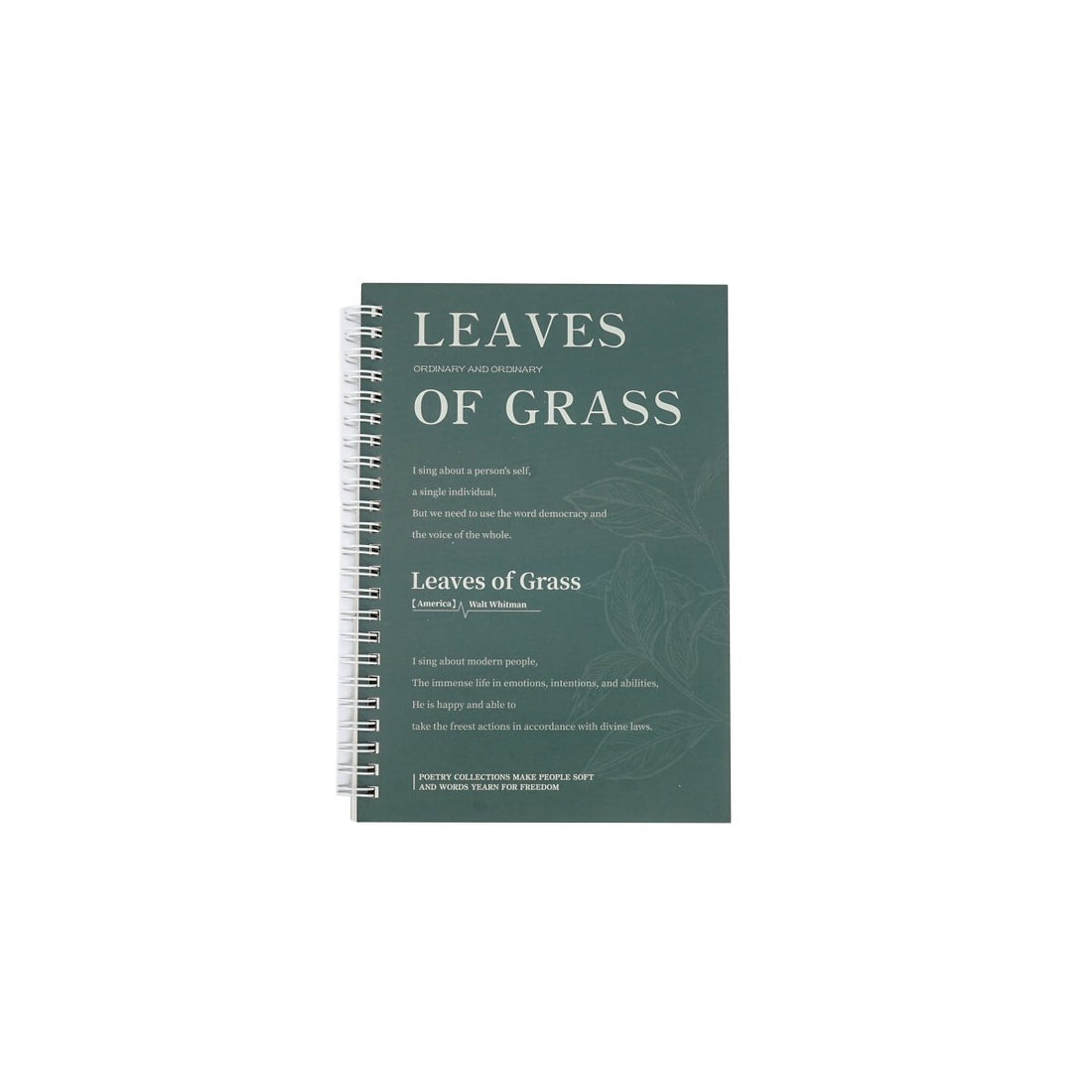 A5 poetry notebook with spiral coil, dark green cover