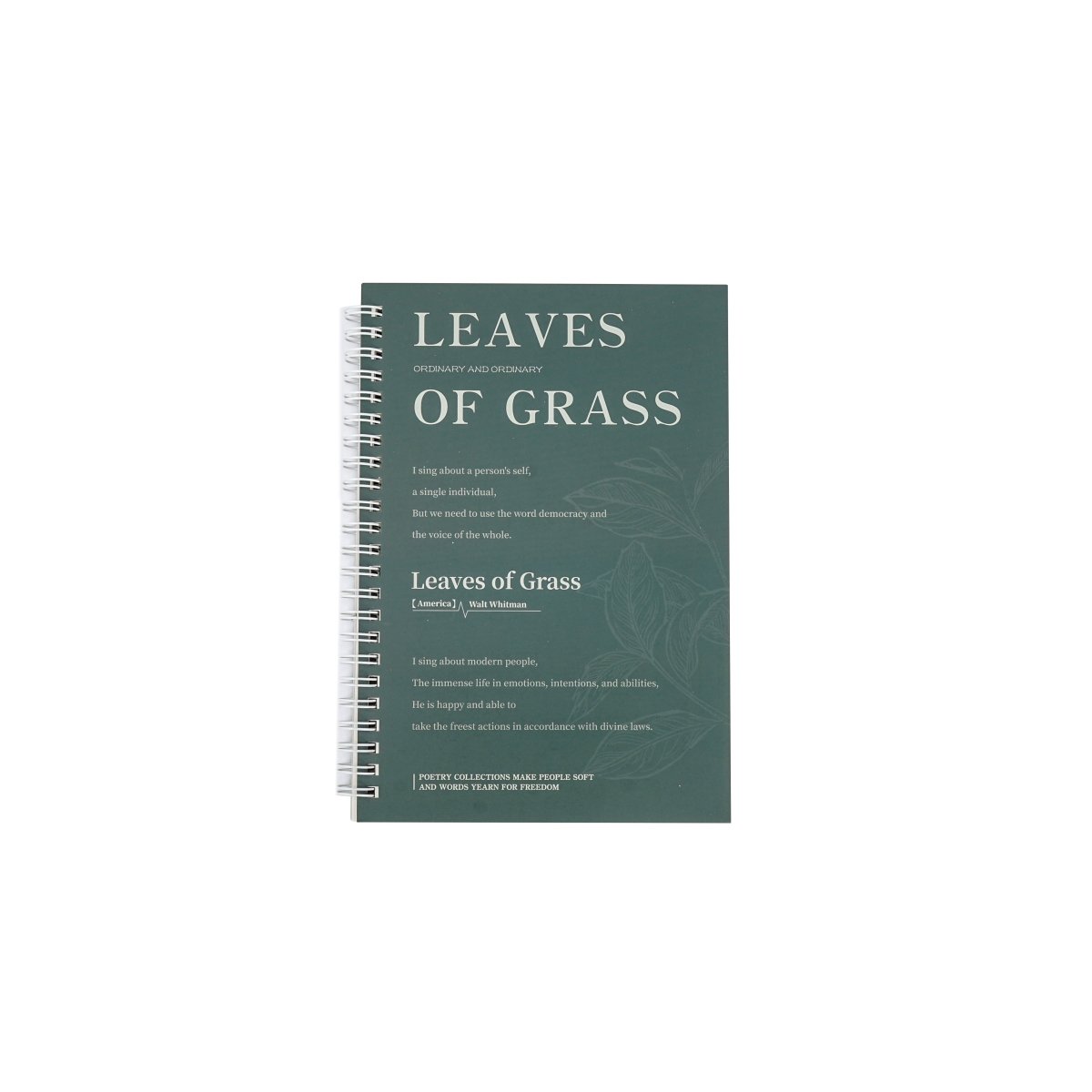 A5 poetry notebook with spiral coil, dark green cover