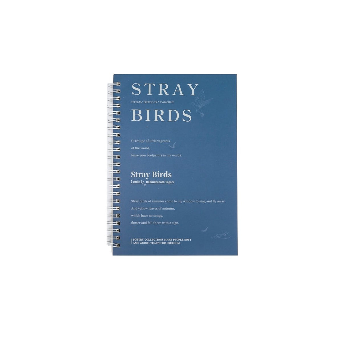 A5 poetry notebook with spiral coil, blue cover