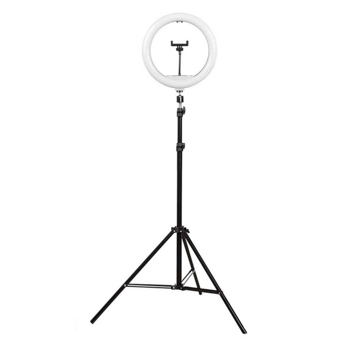 LED ring light with tripod stand, circular ring and central mounting column
