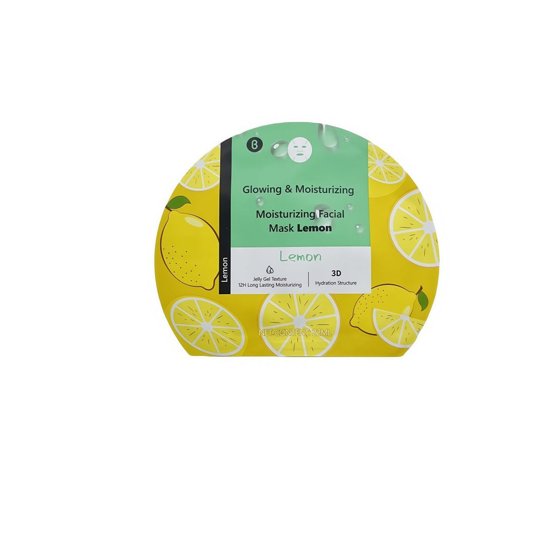 Glowing moisturizing facial mask pack, Lemon, green and yellow front label