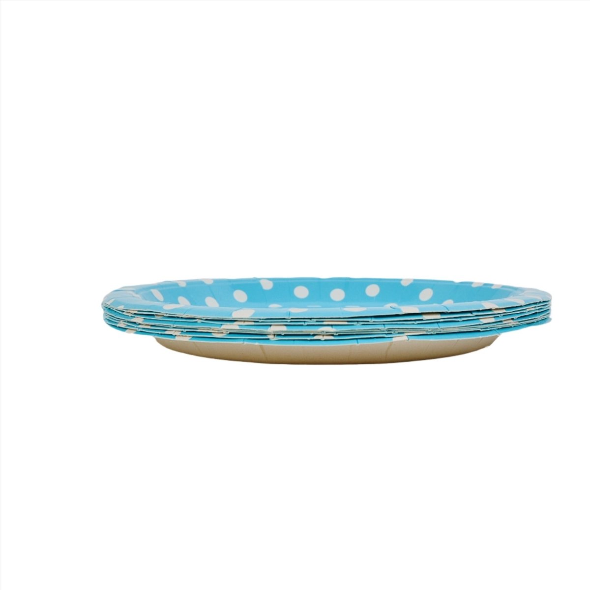 Light Blue Polka Dot Paper Plates - MIDI