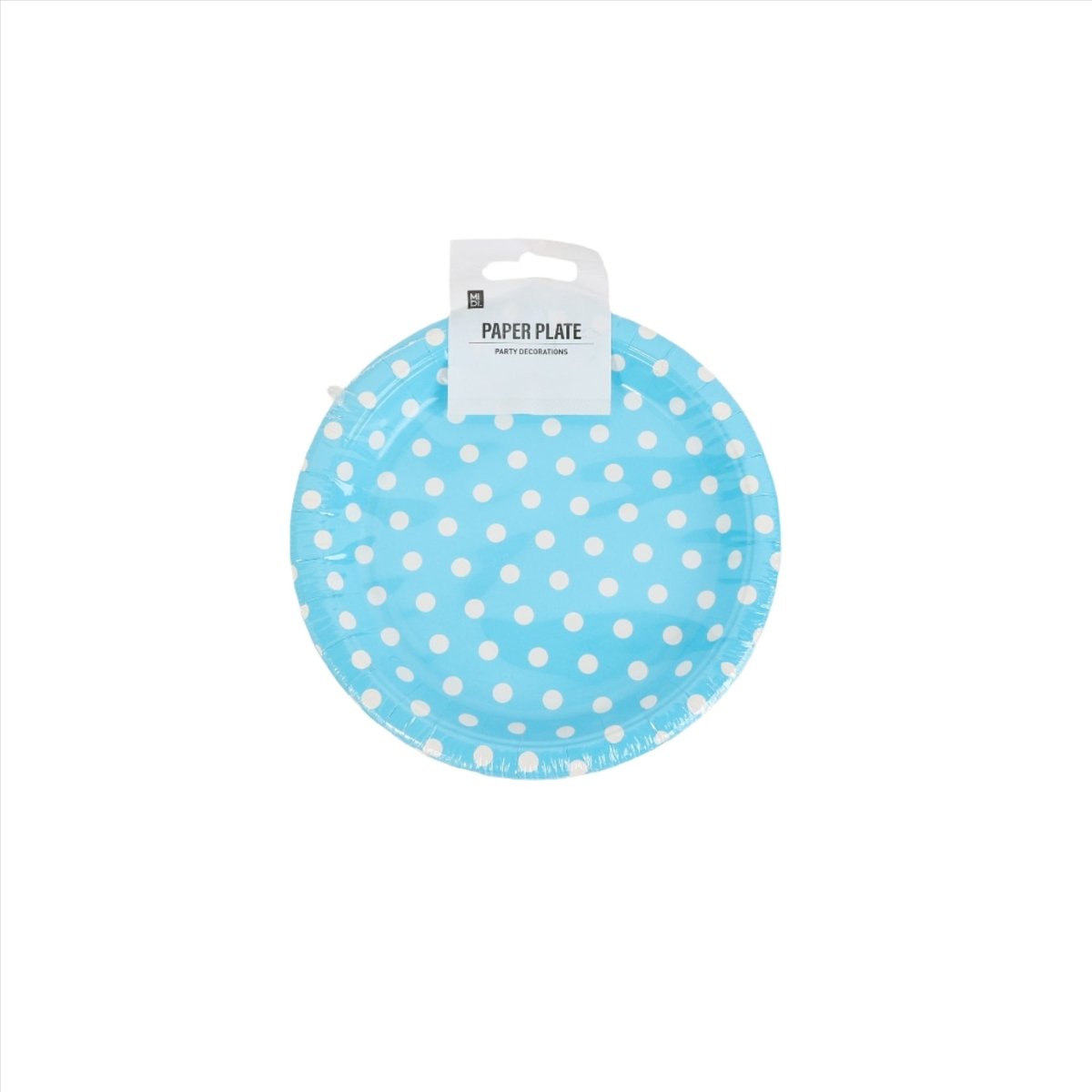 Light Blue Polka Dot Paper Plates - MIDI