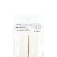 Lint roller refill pack, spiral-cut rolls shown through clear plastic