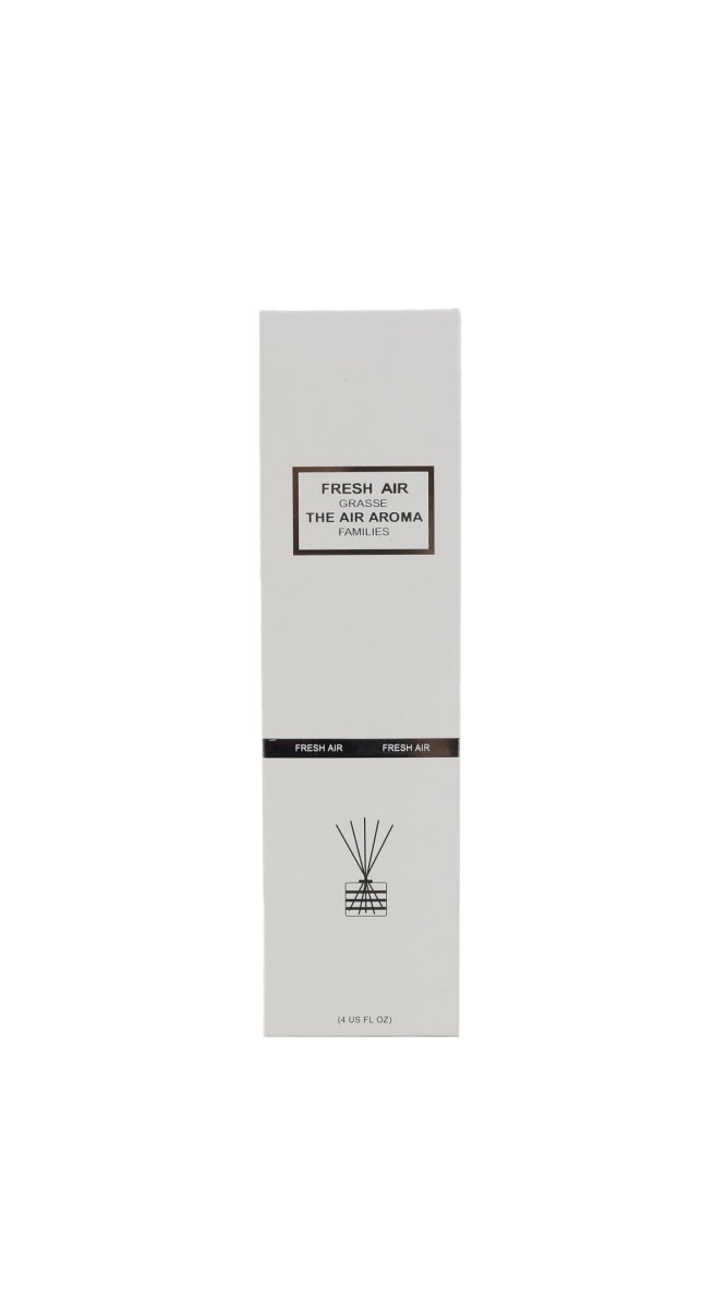 Reed diffuser box with branding and reed icon, slim rectangular package
