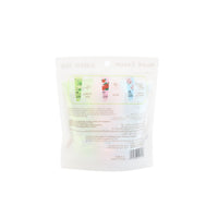 Hand cream set pouch back with ingredient and barcode details, three tubes