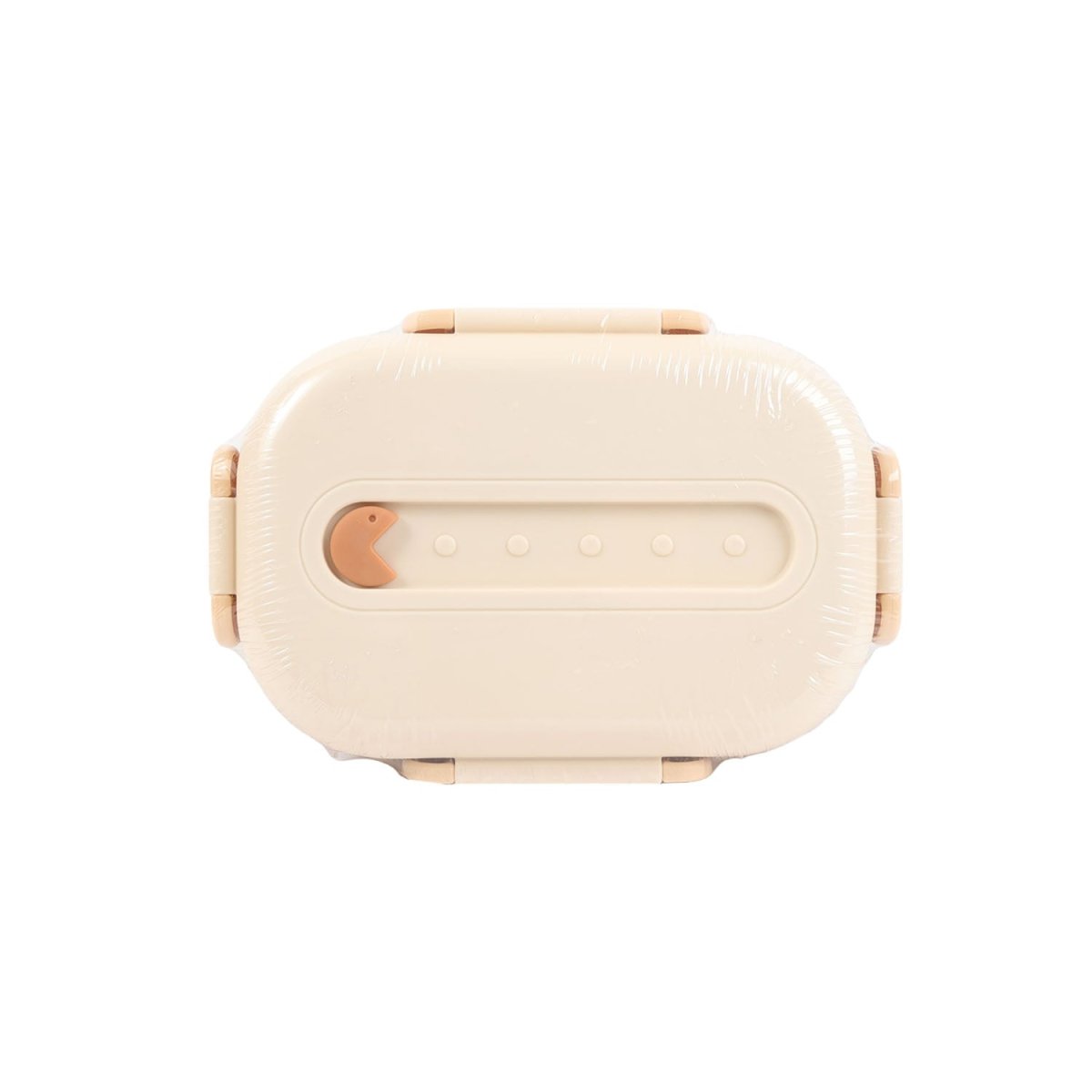 Beige two-compartment 1000ml bento lunch box with latch handle