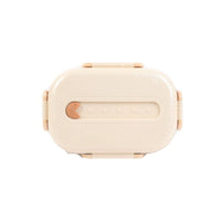 Beige two-compartment 1000ml bento lunch box with latch handle