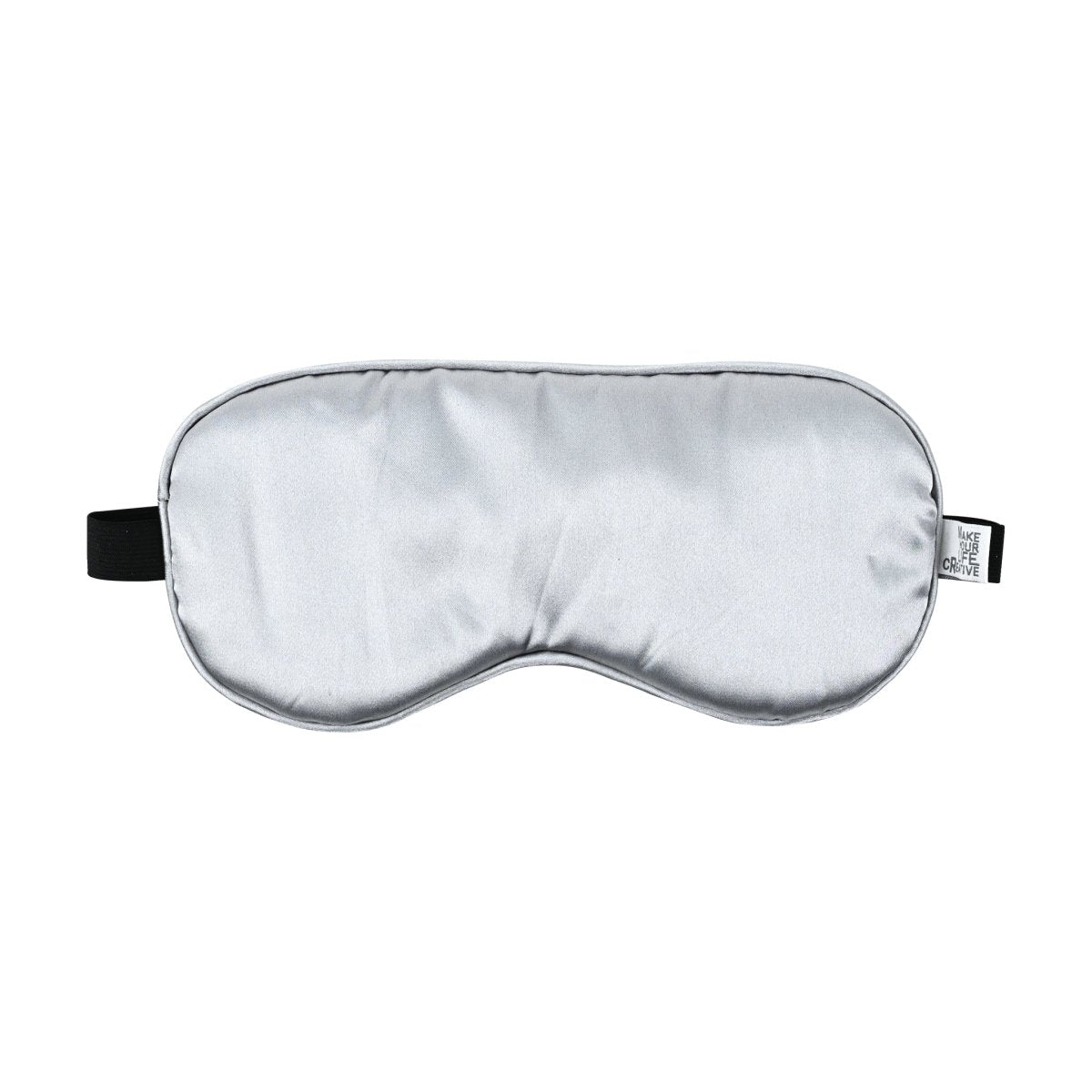 Silk eye cooling sleep mask, light gray with black strap and trim