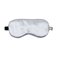 Silk eye cooling sleep mask, light gray with black strap and trim