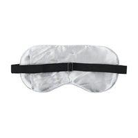 Silk eye cooling sleep mask with black elastic strap, light gray