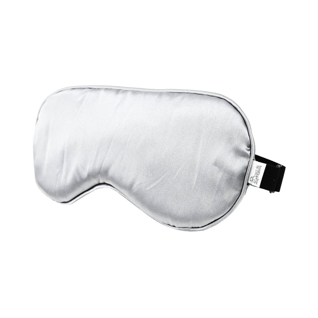 Silk eye cooling sleep mask, light gray with black side label