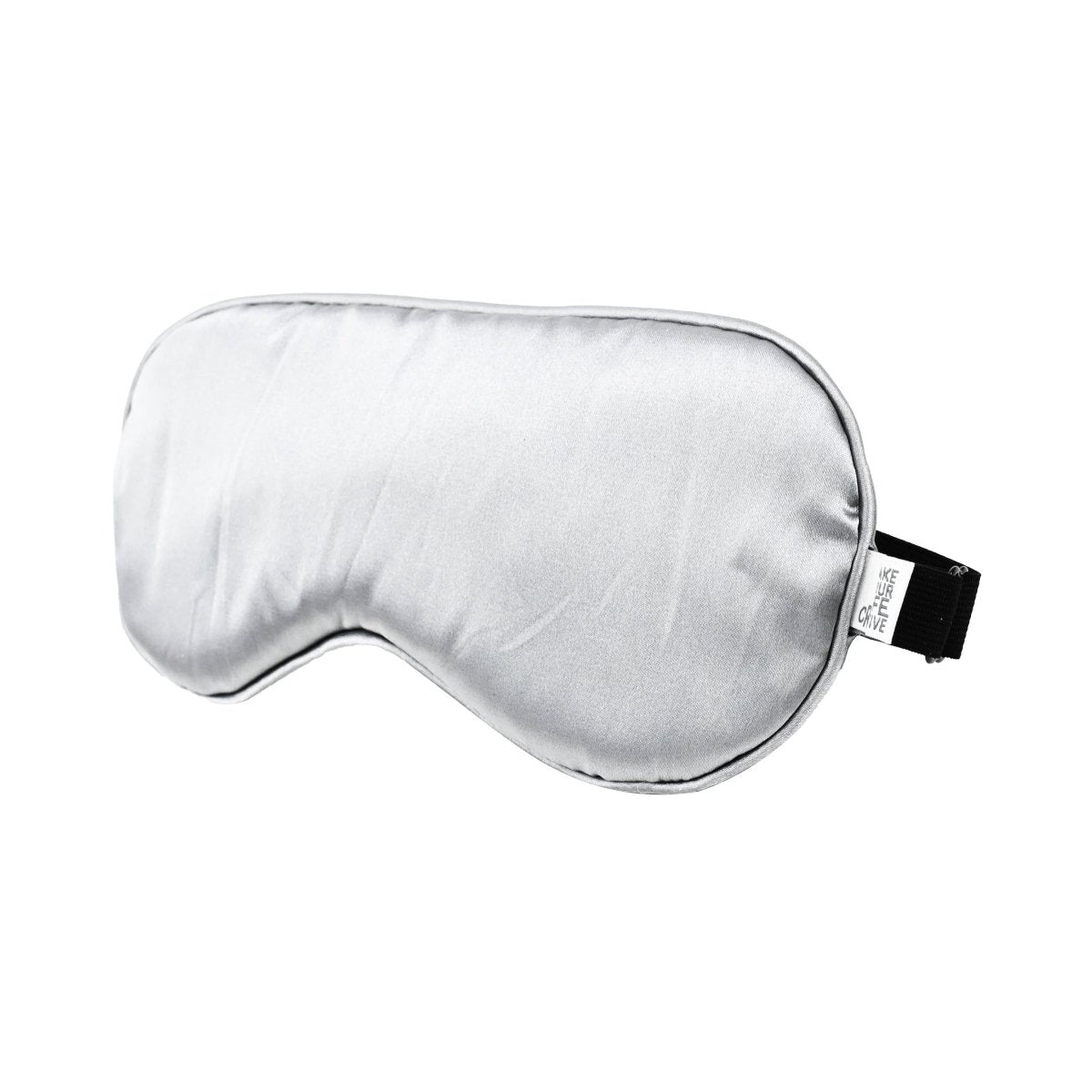 Silk eye cooling sleep mask, light gray with black side label