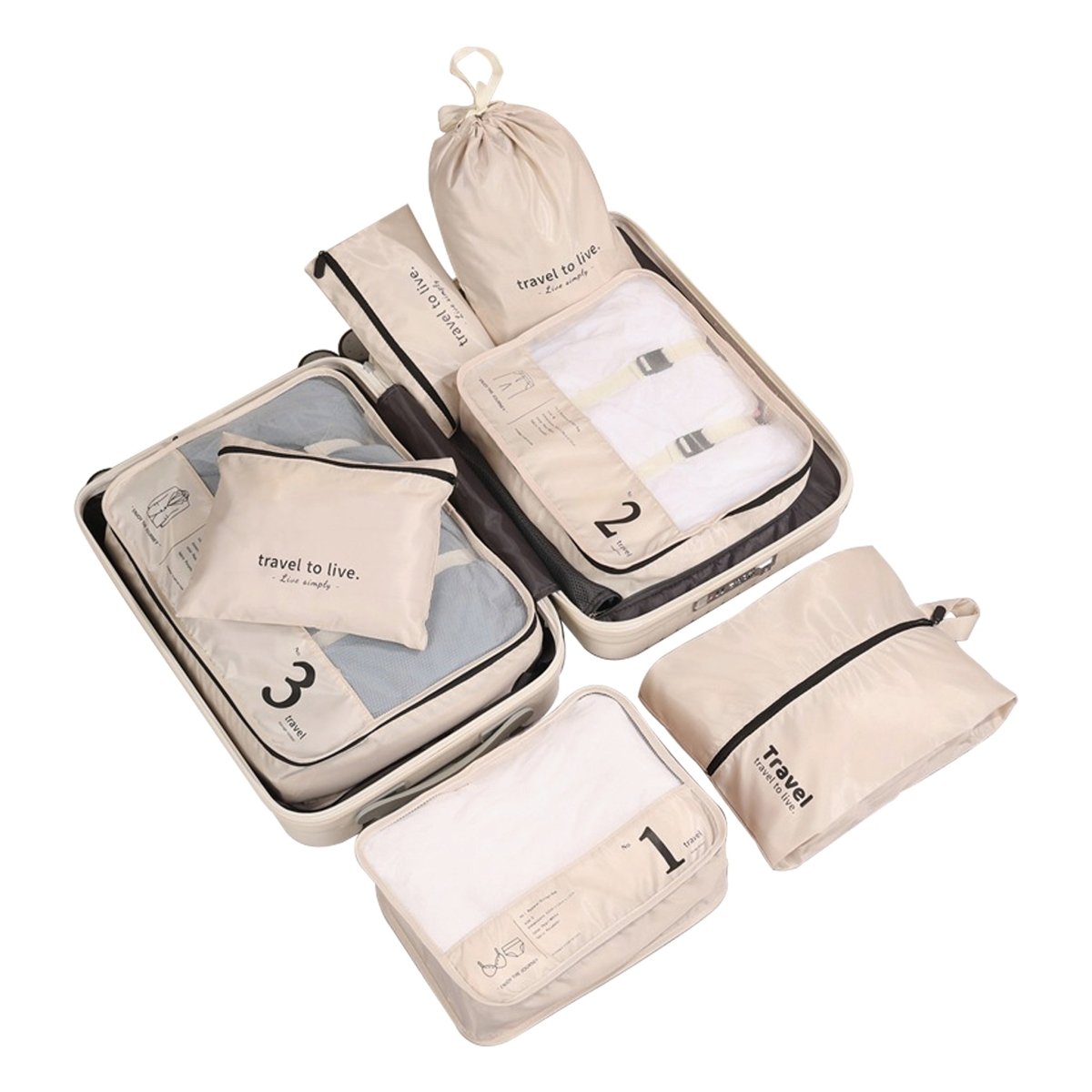Luxury Travel Packing Cubes - 7pcs Set - MIDI