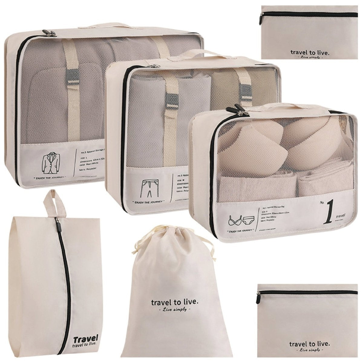 Luxury Travel Packing Cubes - 7pcs Set - MIDI