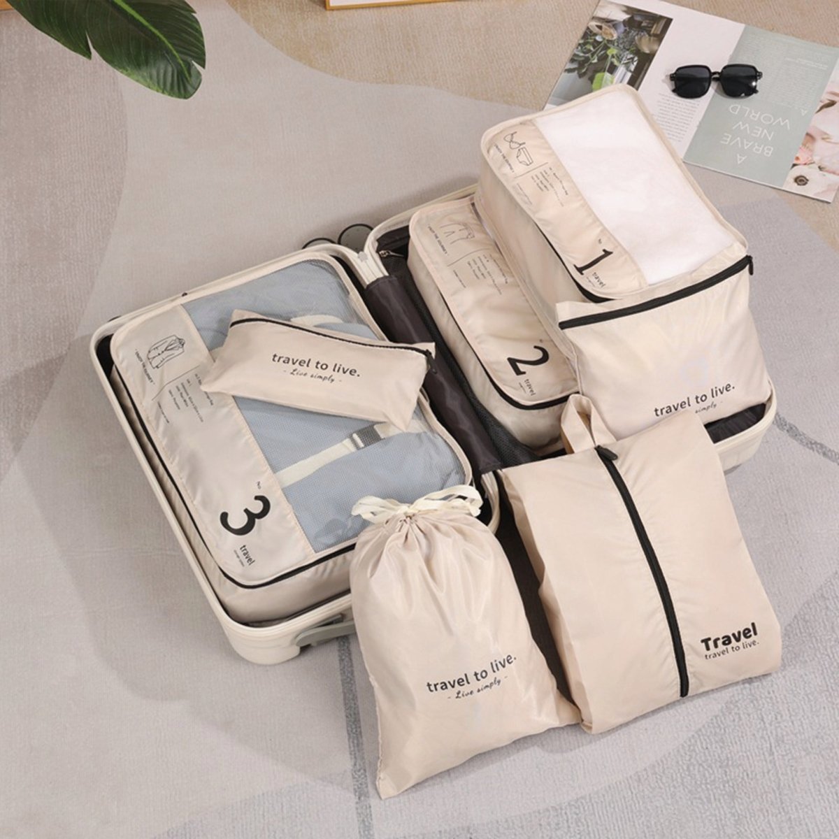 Luxury Travel Packing Cubes - 7pcs Set - MIDI