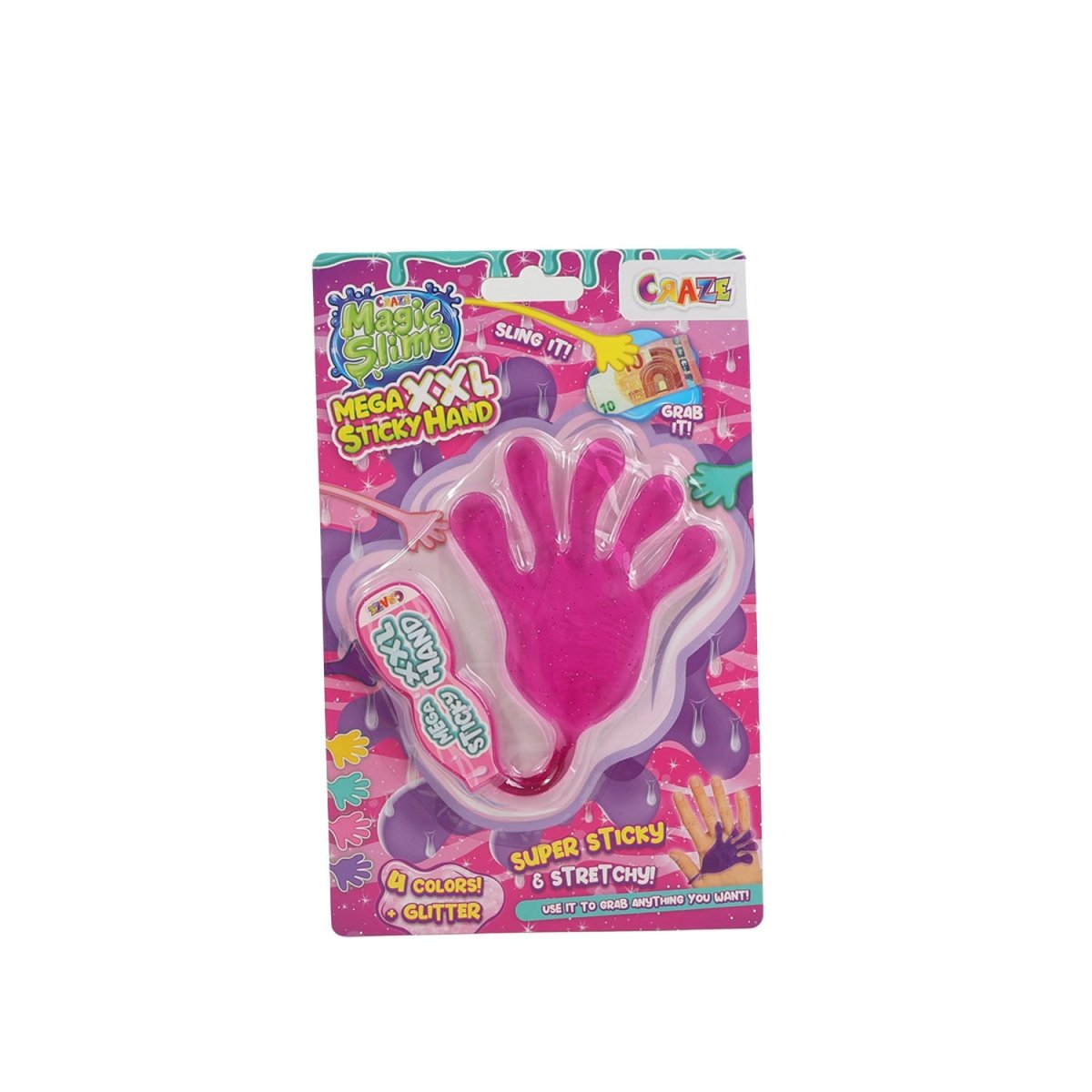 Magic Slime Mega XXL Sticky Hand – Super Stretchy & Sticky Toy (Multi Colors) - MIDI