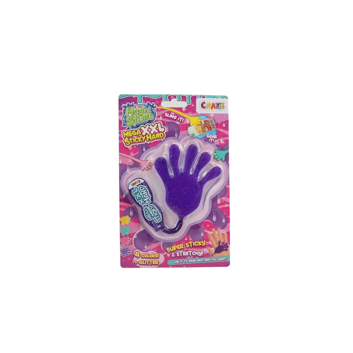 Magic Slime Mega XXL Sticky Hand – Super Stretchy & Sticky Toy (Multi Colors) - MIDI