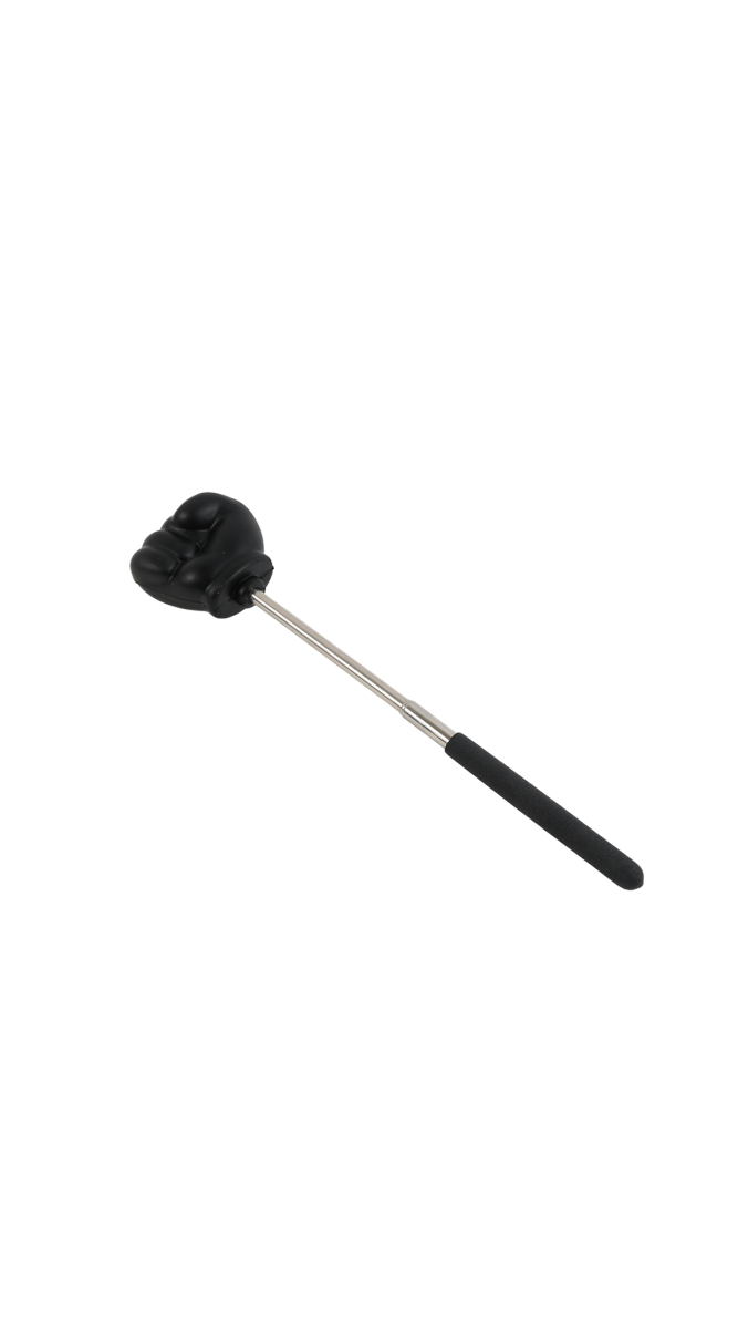 Black-and-silver massage hammer with knuckle head and straight handle