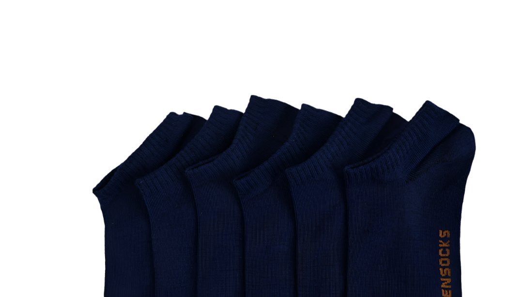 Men's ankle socks, navy blue set of 6 pairs, ribbed cuffs