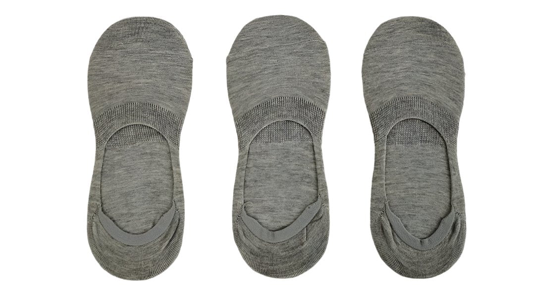 Dark gray no-show socks, three-pack with low-cut invisible ankle design