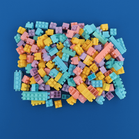 Plastic building blocks set, colorful stacked blocks pieces in assorted colors