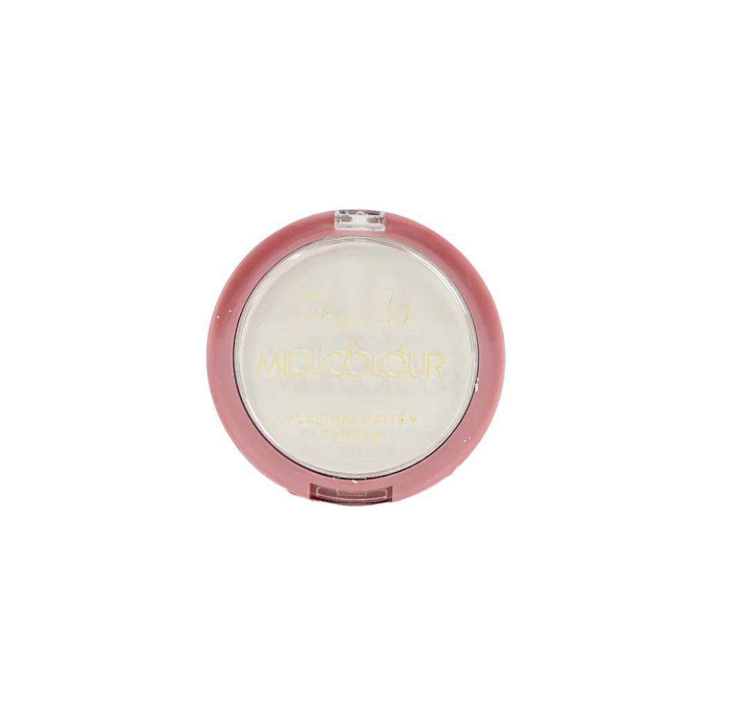Round pressed powder compact with a light powder pan