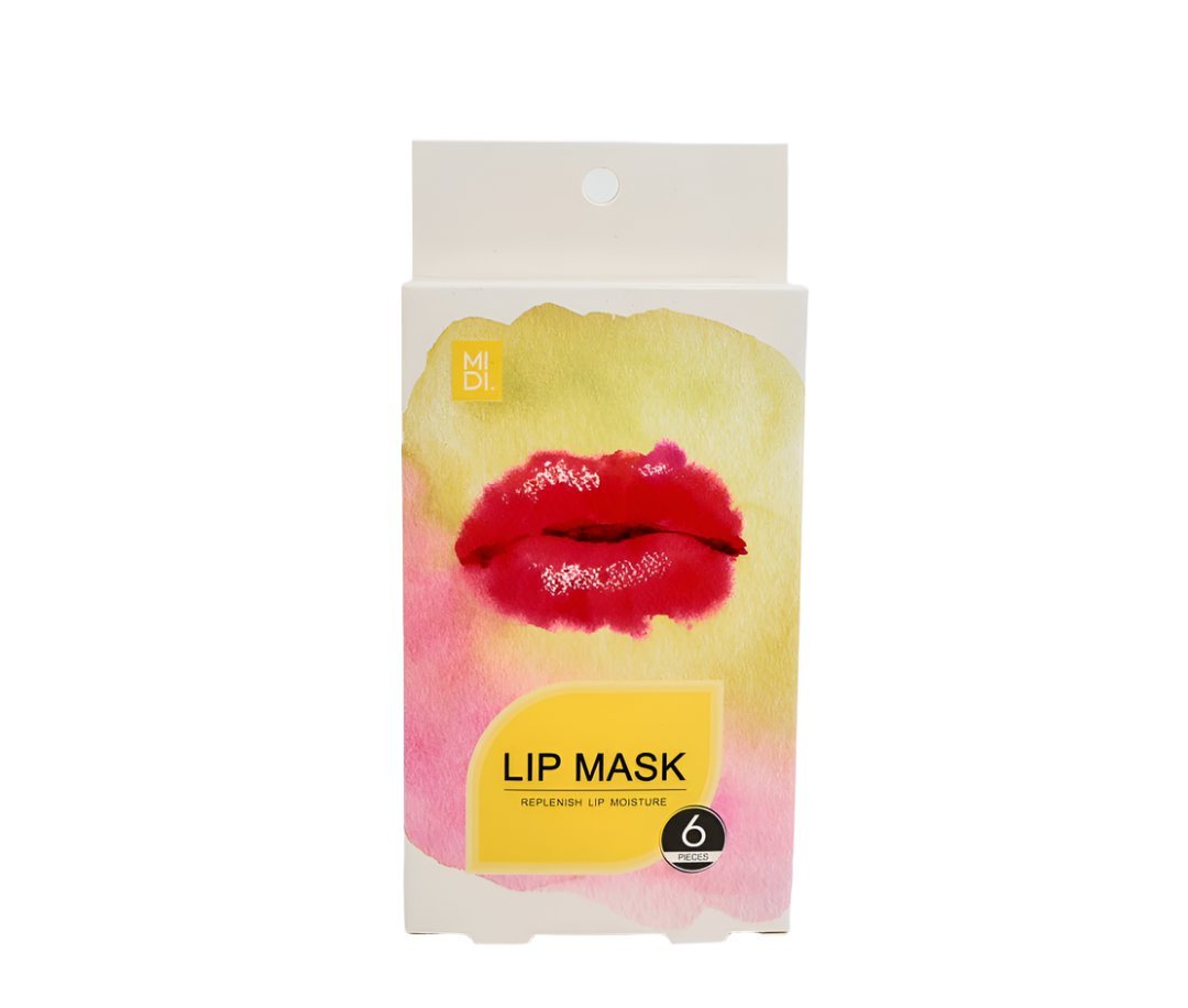 Hydrating lip mask pack of 6 with lip graphic and yellow label