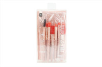 Packaged pink makeup brush set, 8-piece set in clear plastic