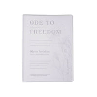 A6 matte rubber cover notebook, light "Ode to Freedom" front cover design.