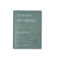 A6 matte rubber cover notebook, green "Leaves of Grass" front cover design.