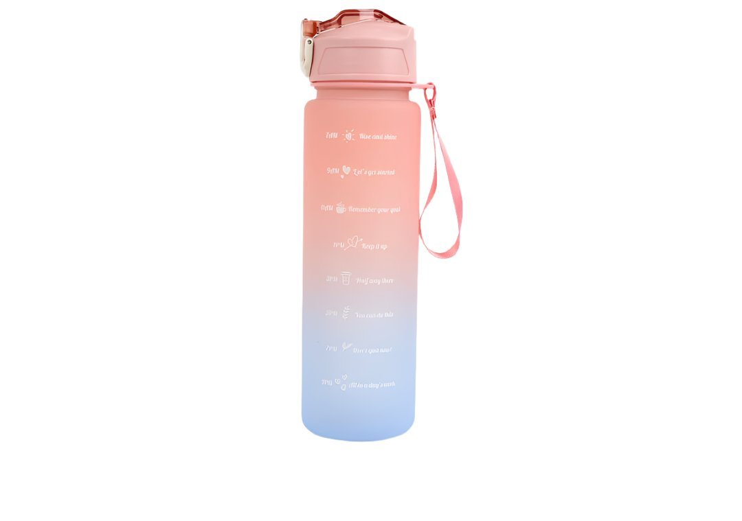 700ml portable gradient snap cup, pink-to-blue gradient, flip lid and wrist strap