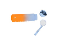 700ml gradient snap cup, orange-to-blue, open flip lid and wrist strap