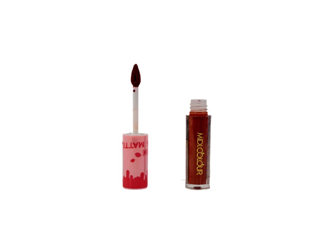 Midicolour matte liquid lipstick in dark berry, with applicator bottle