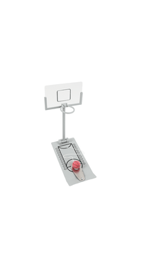 Mini desk basketball game with wall-style backboard, stand, and play mat