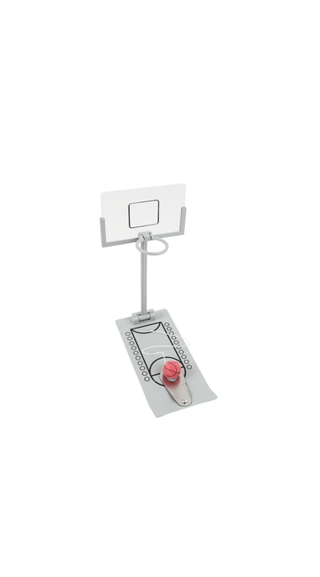 Mini desk basketball game with wall-style backboard, stand, and play mat