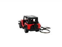 Mini Jeep keychain in red and black with round metal key ring