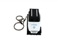 Mini jeep keychain with white police front panel, keyring and two metal clips