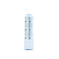 Mini wipes pack, light blue pouch with vertical info panels on the back