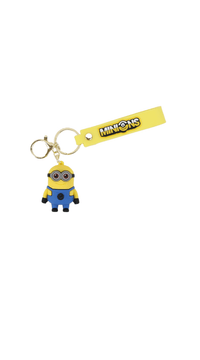 Minions silicone keychain with yellow strap and small character figure charm